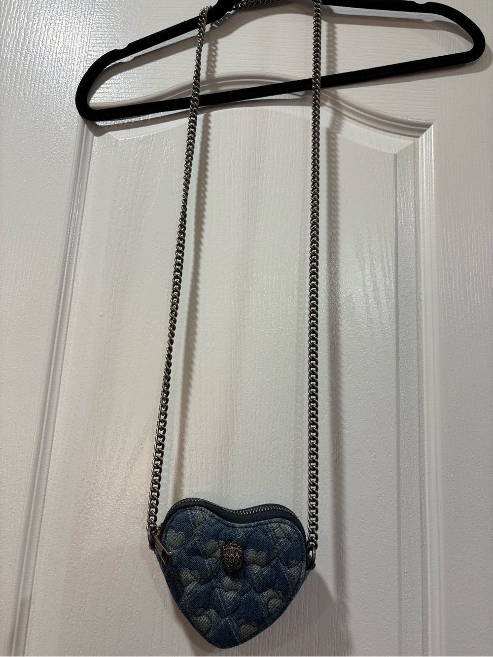 NWT authentic Kurt Geiger Denim Heart Quilted Mini Crossbody Bag - Blue - Picture 4 of 7
